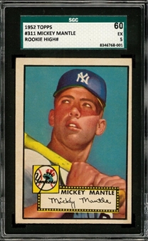1952 Topps #311 Mickey Mantle Rookie Card – SGC 60 EX 5